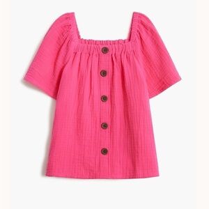 J Crew Crewcuts bright pink gauze button-front top girls blouse size 10